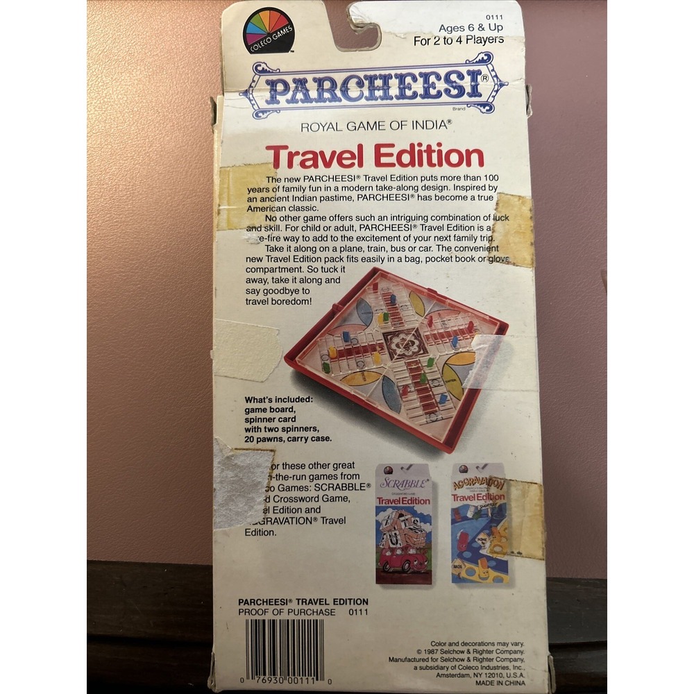 Vintage Parcheesi Travel Edition 1987 Coleco Games USED - Picture 4 of 4
